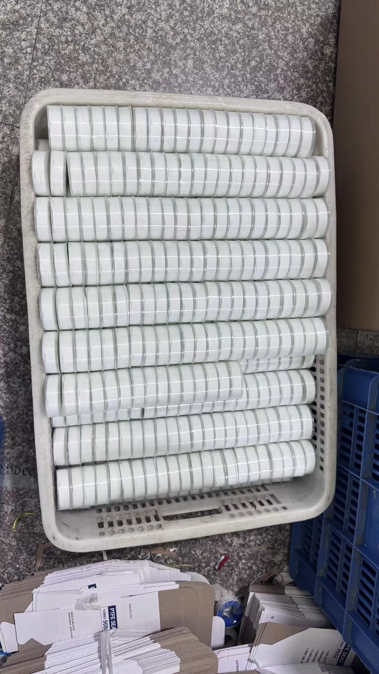 PTFE tape rolls prepared for packing